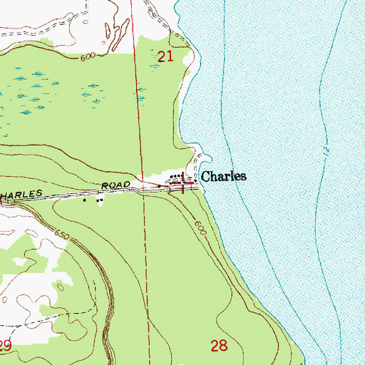 Topographic Map of Charles Post Office (historical), MI