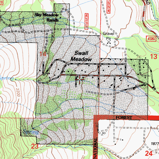 Topographic Map of Swall Meadow, CA
