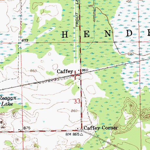 Topographic Map of Caffey Station, MI