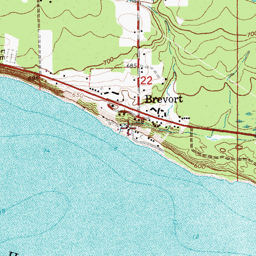 Topographic Map of Brevort Post Office (historical), MI