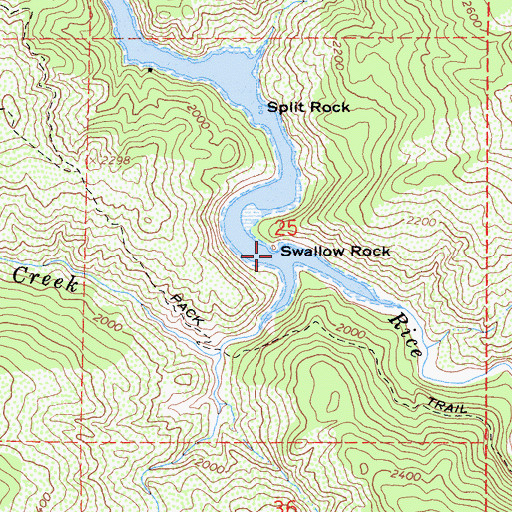 Topographic Map of Swallow Rock, CA