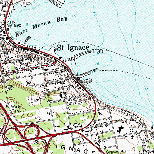 Topographic Map of Saint Ignace Station (historical), MI