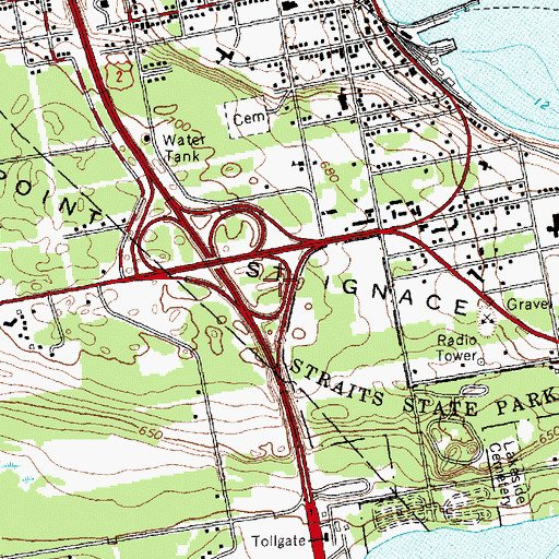 Topographic Map of Interchange 344A, MI