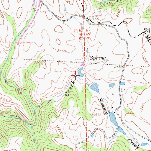 Topographic Map of Swamp Creek, CA