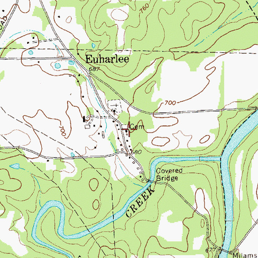 Topographic Map of Euharlee Baptist Church Cemetery, GA
