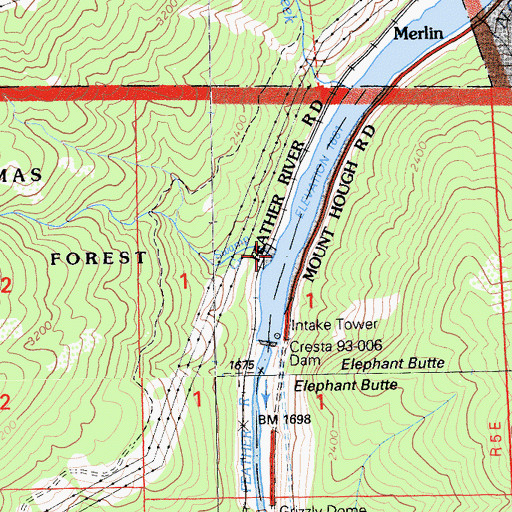 Topographic Map of Swamp Creek, CA