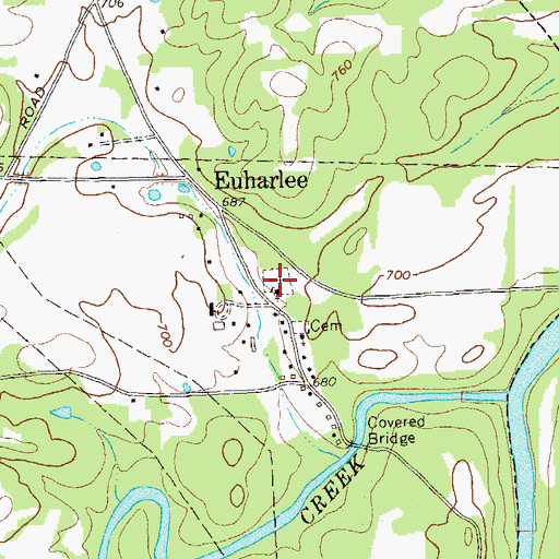 Topographic Map of Euharlee Presbyterian Church Cemetery, GA