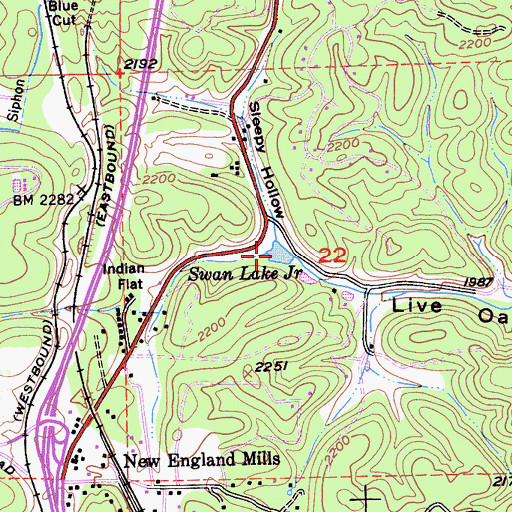 Topographic Map of Swan Lake Junior, CA