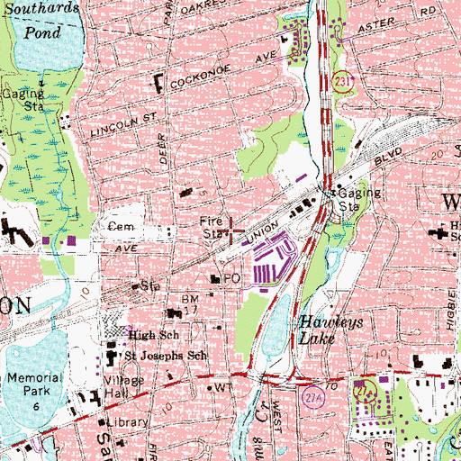 Topographic Map of Babylon Volunteer Fire Department Electric Hose Company 4, NY