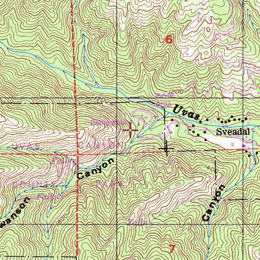 Topographic Map of Swanson Canyon, CA