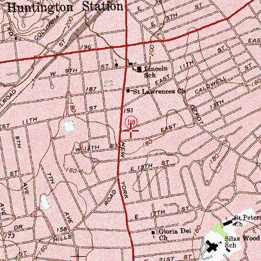 Topographic Map of Huntington Manor Fire Station, NY