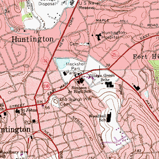 Topographic Map of Main Street School (historical), NY