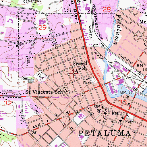 Topographic Map of Phillip Sweed School, CA