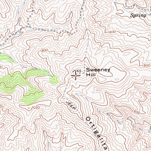 Topographic Map of Sweeney Hill, CA