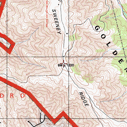 Topographic Map of Sweeney Ridge, CA