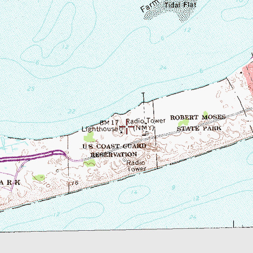 Topographic Map of Fire Island Light Station, NY