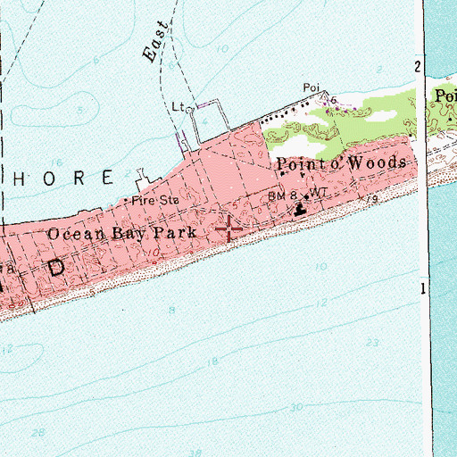 Topographic Map of Point of Woods Life Saving Station (historical), NY