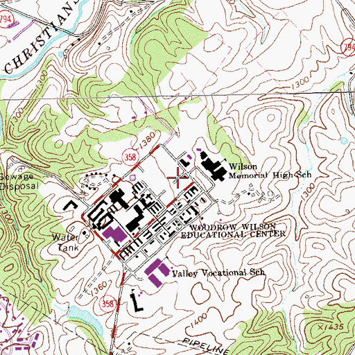 Topographic Map of Wilson Middle School, VA