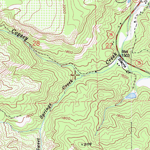 Topographic Map of Sweet Springs Creek, CA