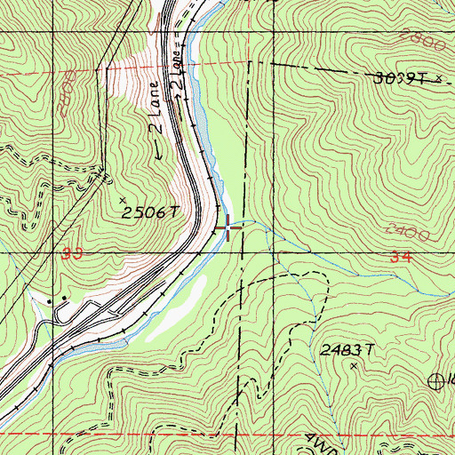 Topographic Map of Sweetbrier Creek, CA