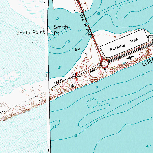 Topographic Map of Smith Point Life Saving Station (historical), NY
