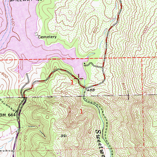 Topographic Map of Sweetwater Creek, CA