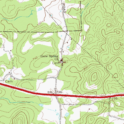 Topographic Map of Gore Spring AME Church Cemetery, GA