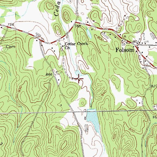 Topographic Map of Happy Hollow Cemetery, GA