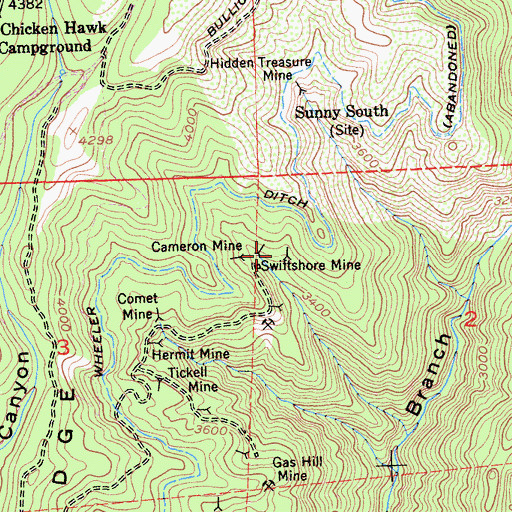 Topographic Map of Swiftshore Mine, CA