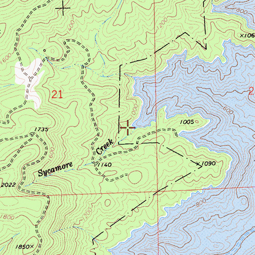 Topographic Map of Sycamore Creek, CA