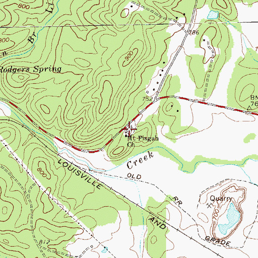 Topographic Map of Mount Pisgah Baptist Cemetery, GA