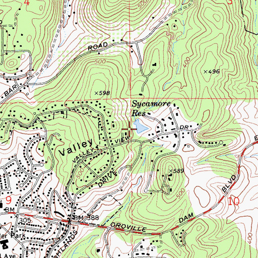 Topographic Map of Sycamore Reservoir, CA
