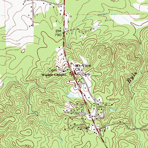 Topographic Map of Mountain View Church of God Cemetery, GA