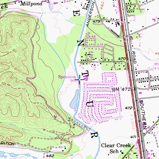 Topographic Map of Sycamore Elementary School, CA