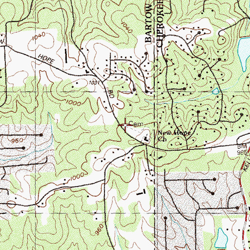 Topographic Map of New Hope Baptist Cemetery, GA