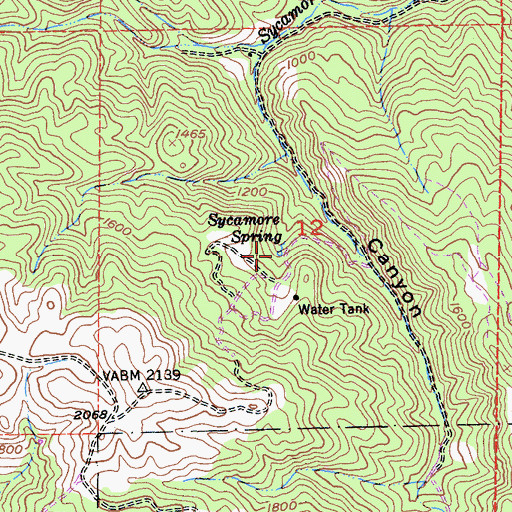 Topographic Map of Sycamore Spring, CA