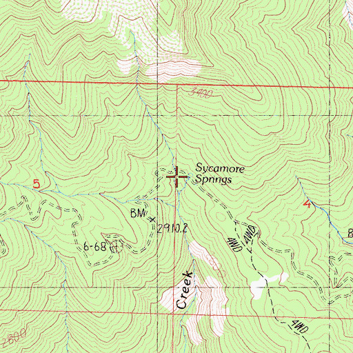 Topographic Map of Sycamore Springs, CA