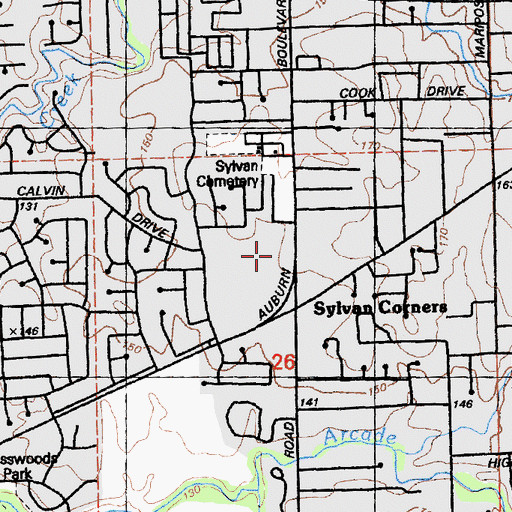 Topographic Map of Sylvan Middle School, CA