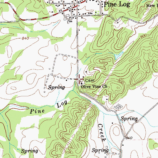 Topographic Map of Olive Vine Cemetery, GA