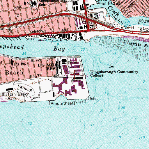 Topographic Map of Manhattan Beach Civil Defense Training Center (historical), NY