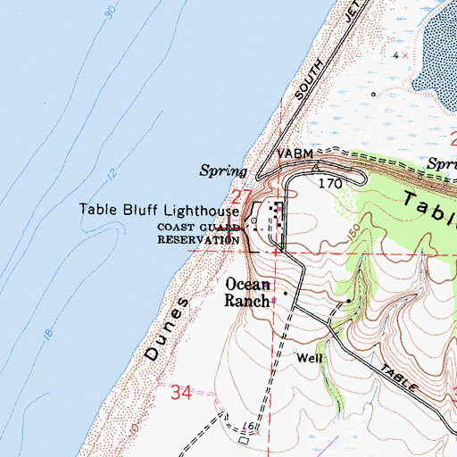 Topographic Map of Table Bluff Lighthouse, CA