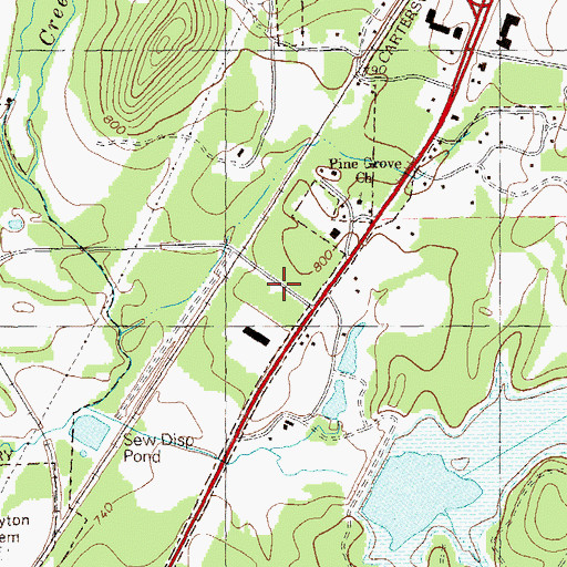 Topographic Map of Pine Grove Cemetery, GA
