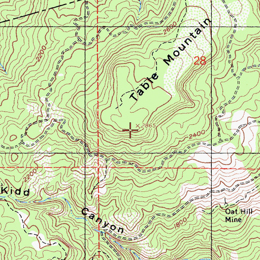 Topographic Map of Table Mountain, CA