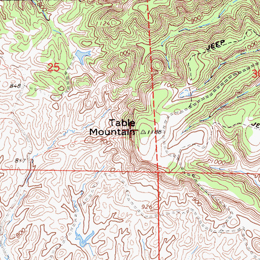 Topographic Map of Table Mountain, CA