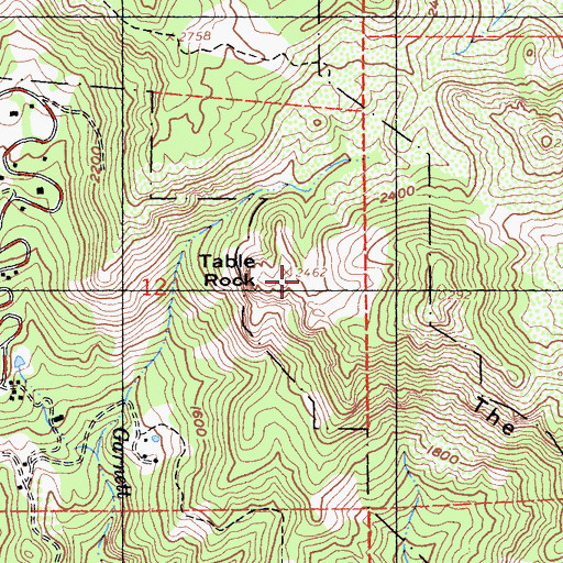 Topographic Map of Table Rock, CA