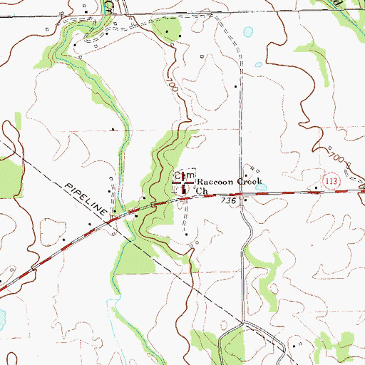Topographic Map of Raccoon Creek Baptist Church Cemetery, GA