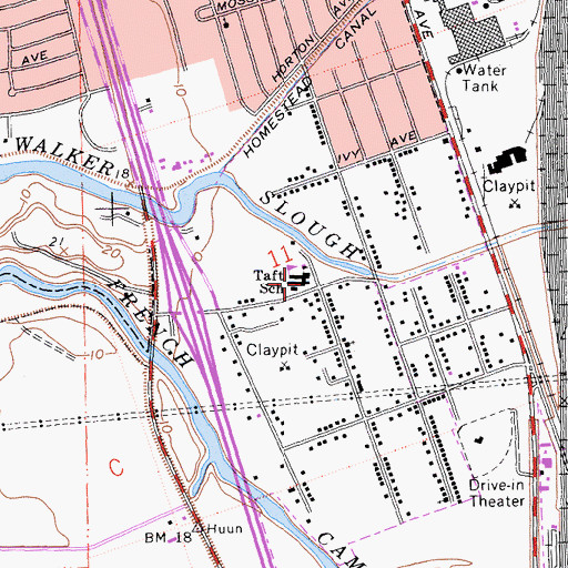 Topographic Map of Taft Elementary School, CA
