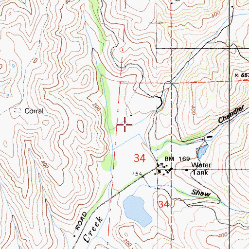 Topographic Map of Tahana Gulch, CA
