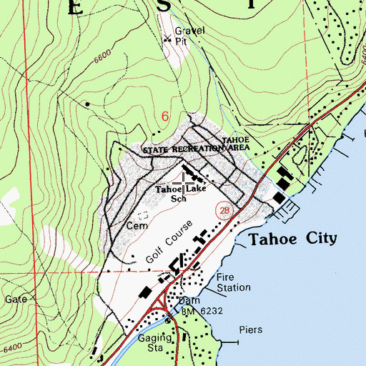 Topographic Map of Tahoe Lake Elementary School, CA