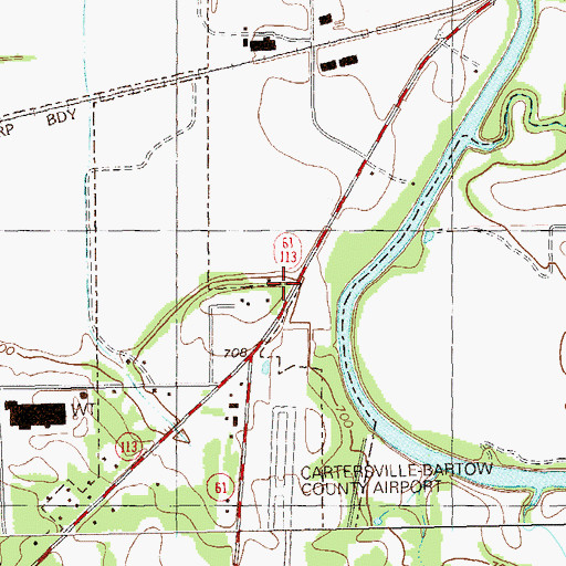 Topographic Map of Rowland Family Cemetery, GA